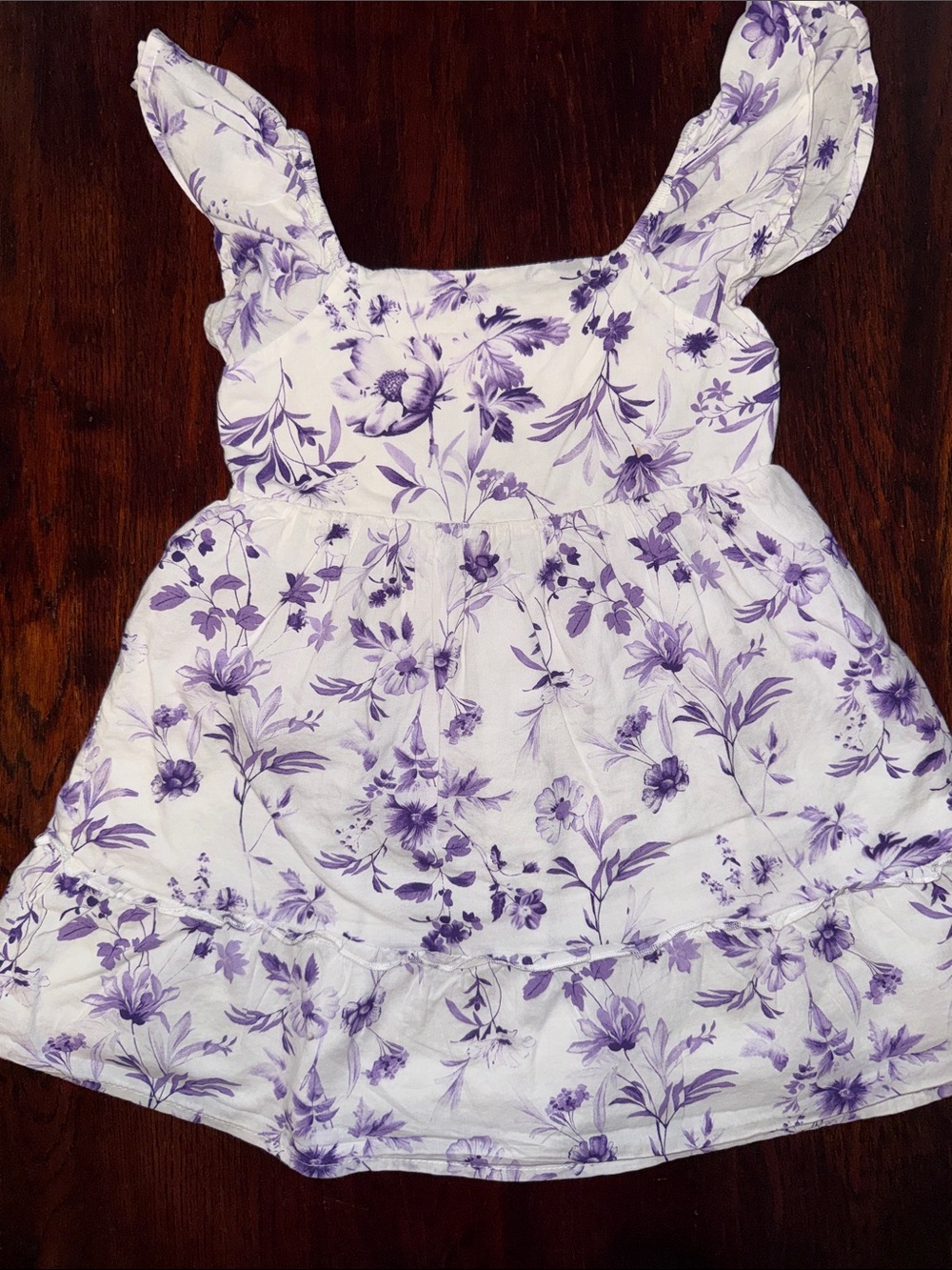 GAP White Dress with Purple Floral Print - Girls Casual